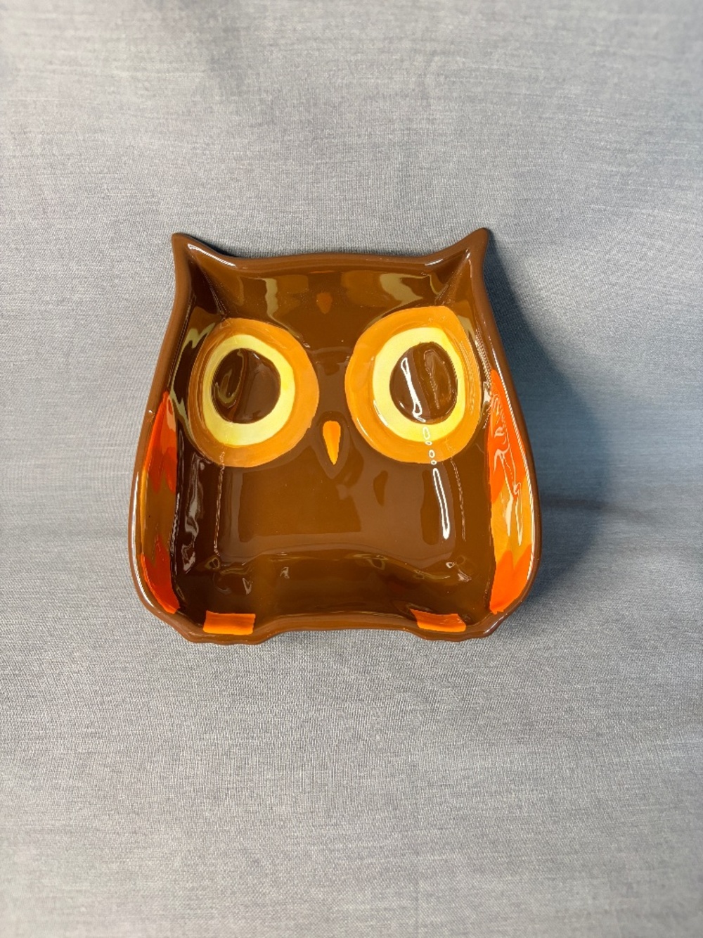 Retro Owl Mesa Bowl Trinket Candy Dish Fall Thanksgiving Whimsical